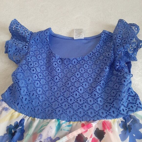 Wonder Nation Girl's Size M (7-8) Blue White Floral Lace Sheer Dress - Picture 8 of 10